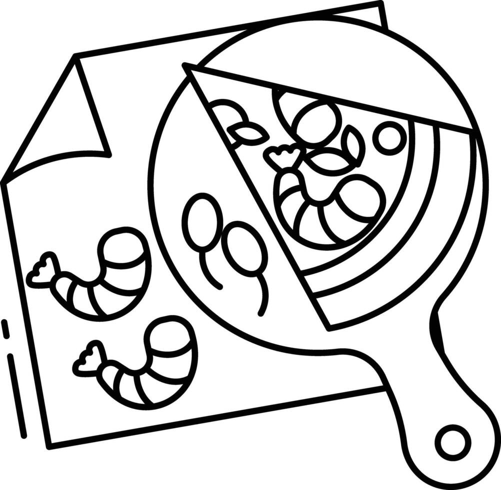 prawn pizza outline illustration vector