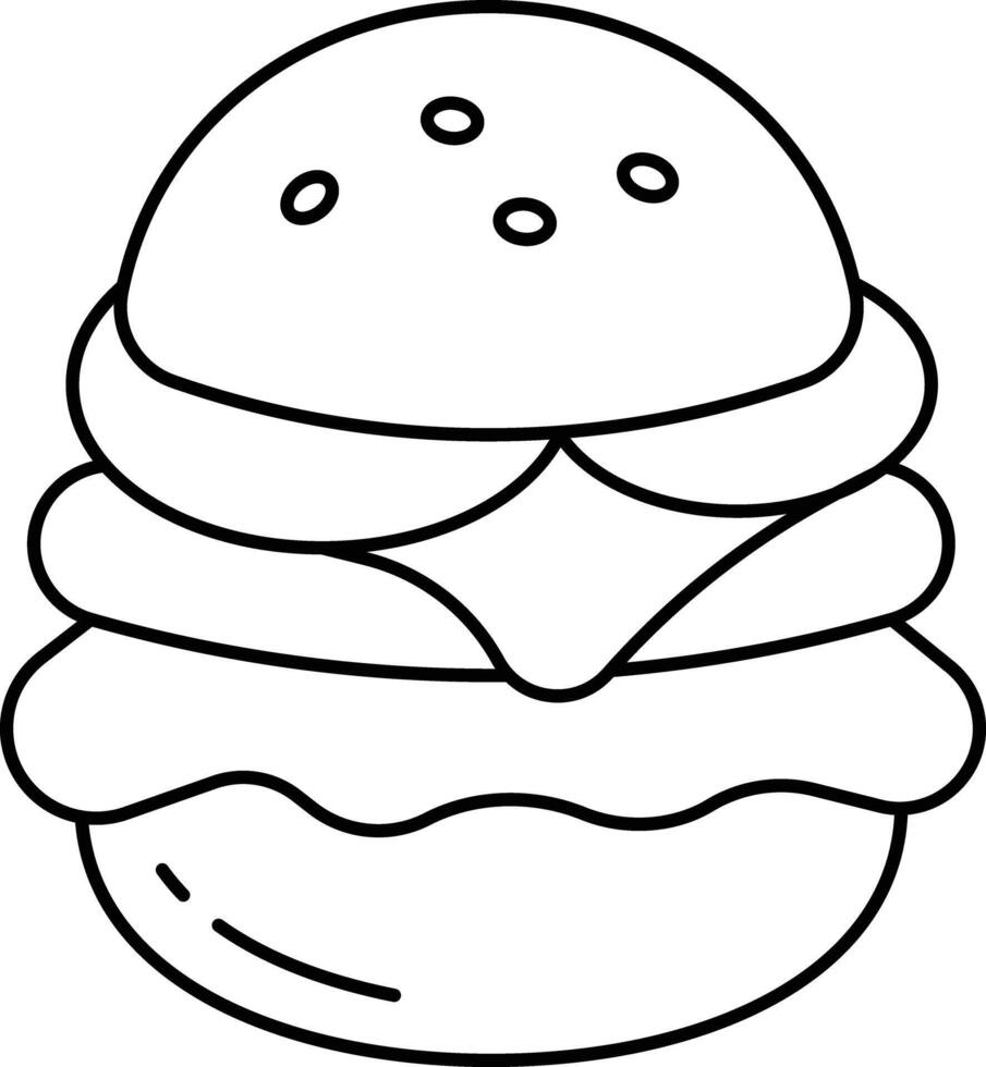cheese patty beef burger outline illustration vector