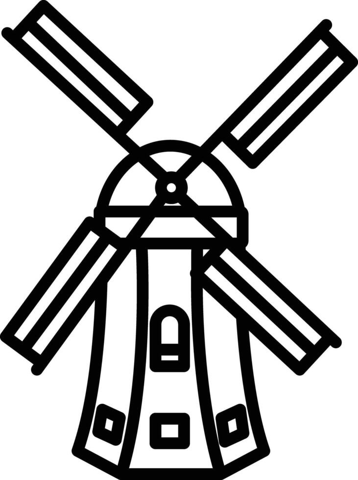 Windmill outline illustration vector