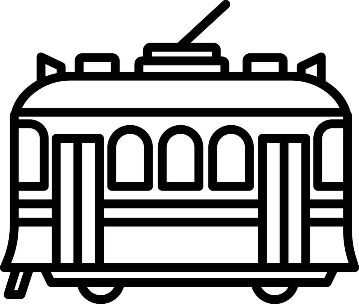 Tram outline illustration vector