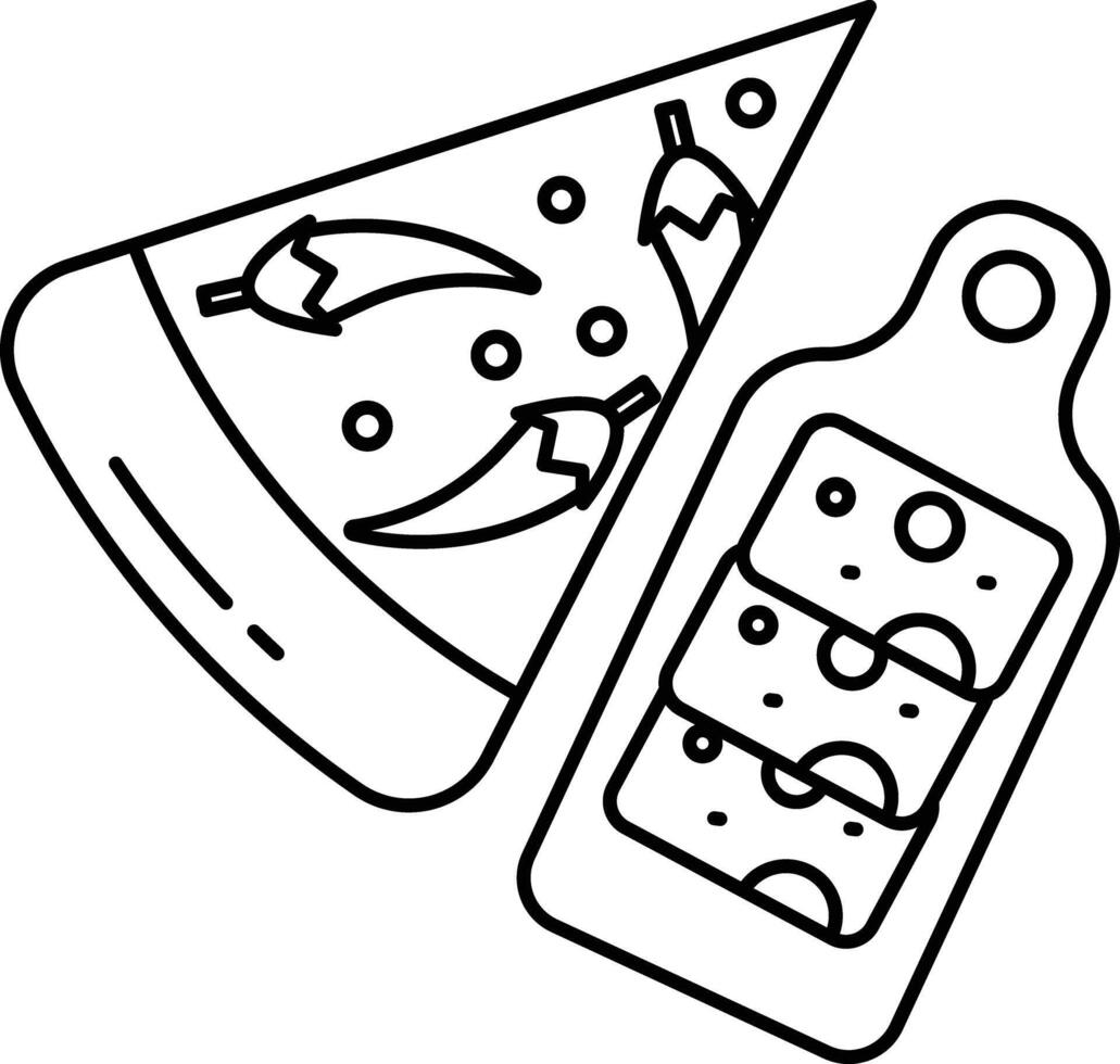 italian chilli pizza outline illustration vector
