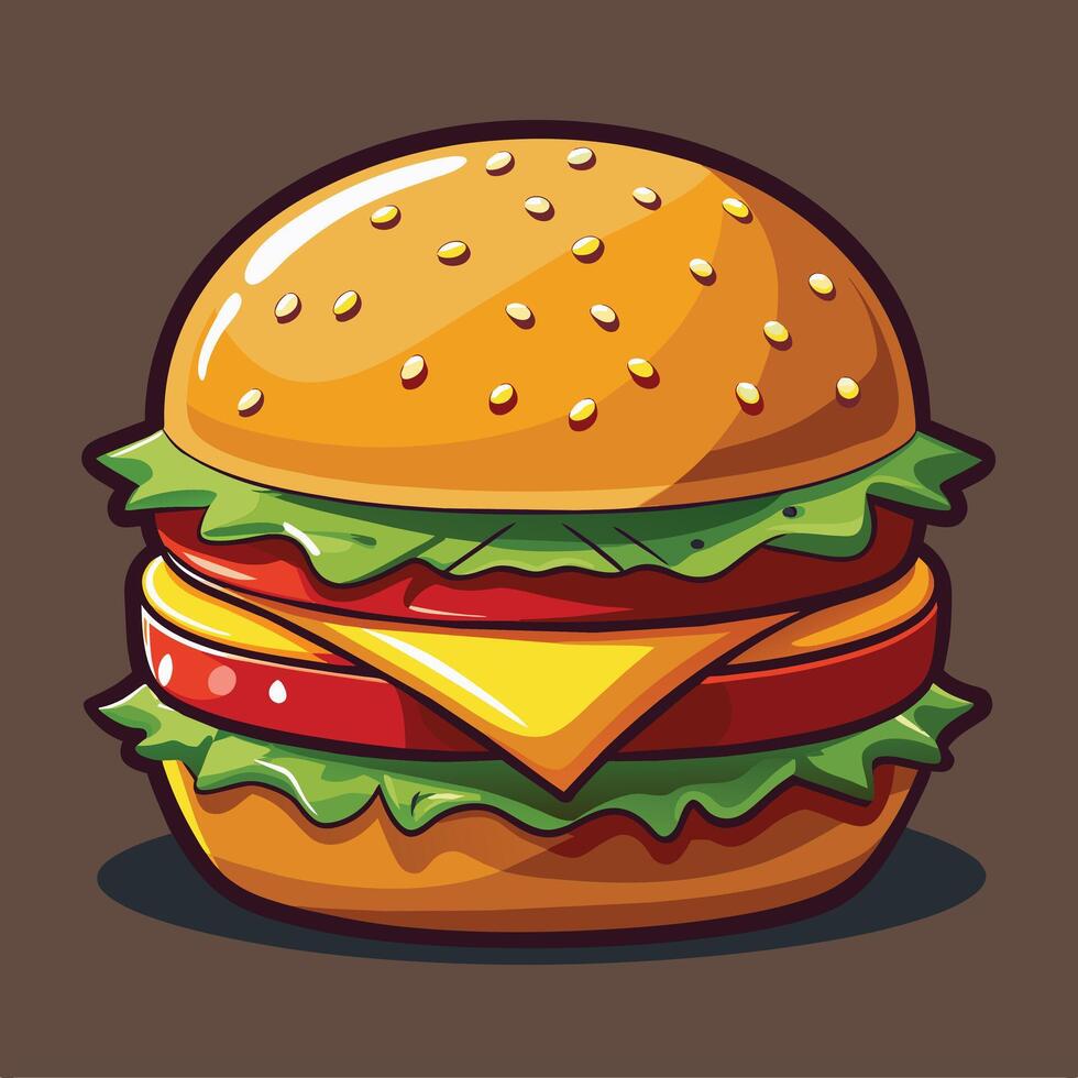 Burger with Cheese Illustration for Mouthwatering Designs vector