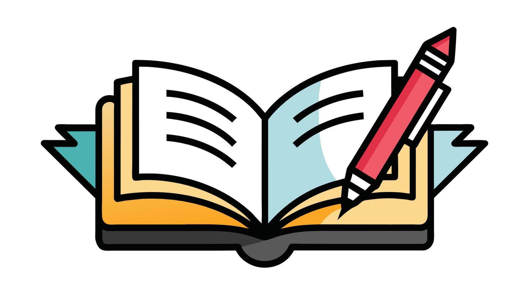 Creative Book and Pen Cartoon Icon Illustration Fun and Functional Designs vector