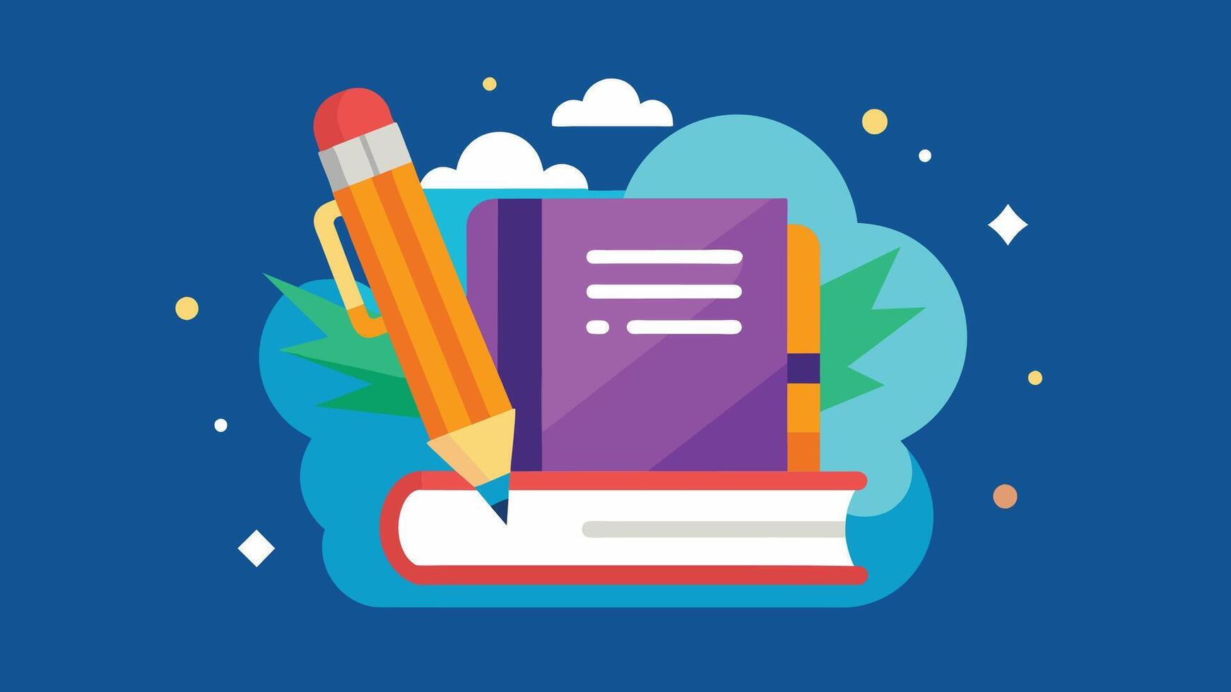 Creative Book and Pen Cartoon Icon Illustration Fun and Functional Designs vector