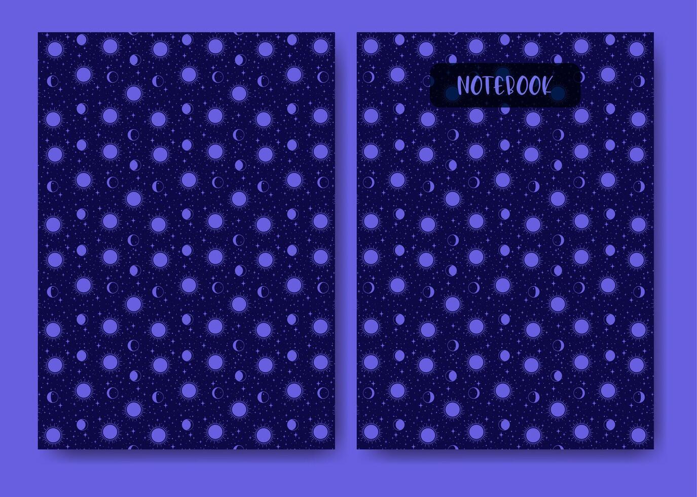 templates with heavenly elements design notepad planner. Notebook cover aesthetic worksheet vector