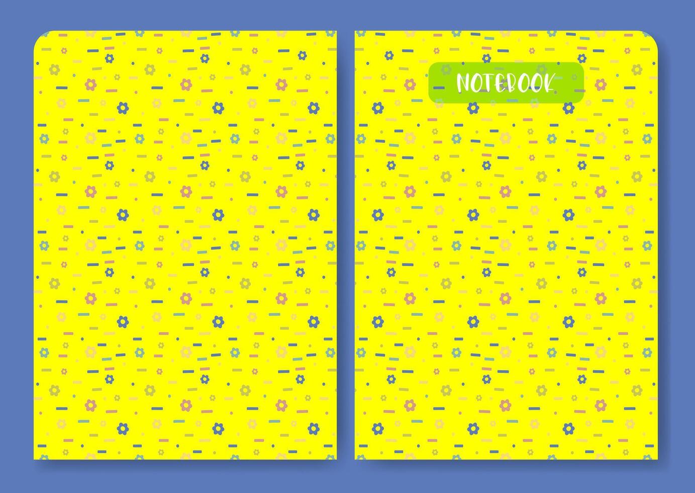 Notebook cover bright flourish simple pattern. Aesthetic worksheet with floral art for kid and baby. vector