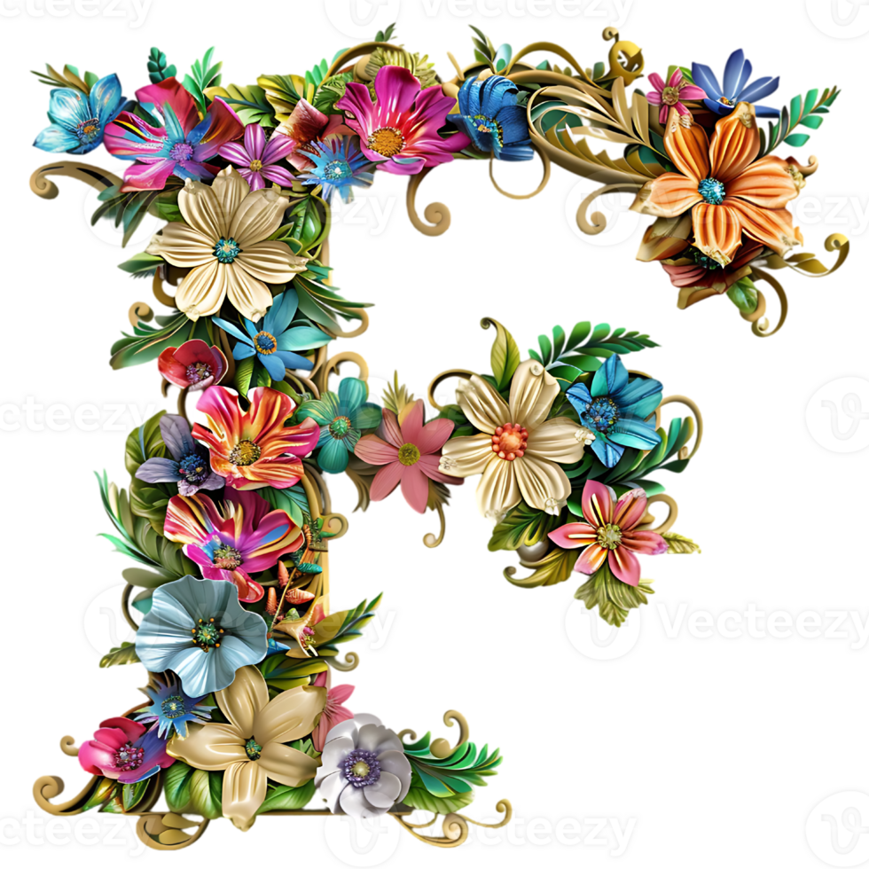 Flowers Alphabet Design png