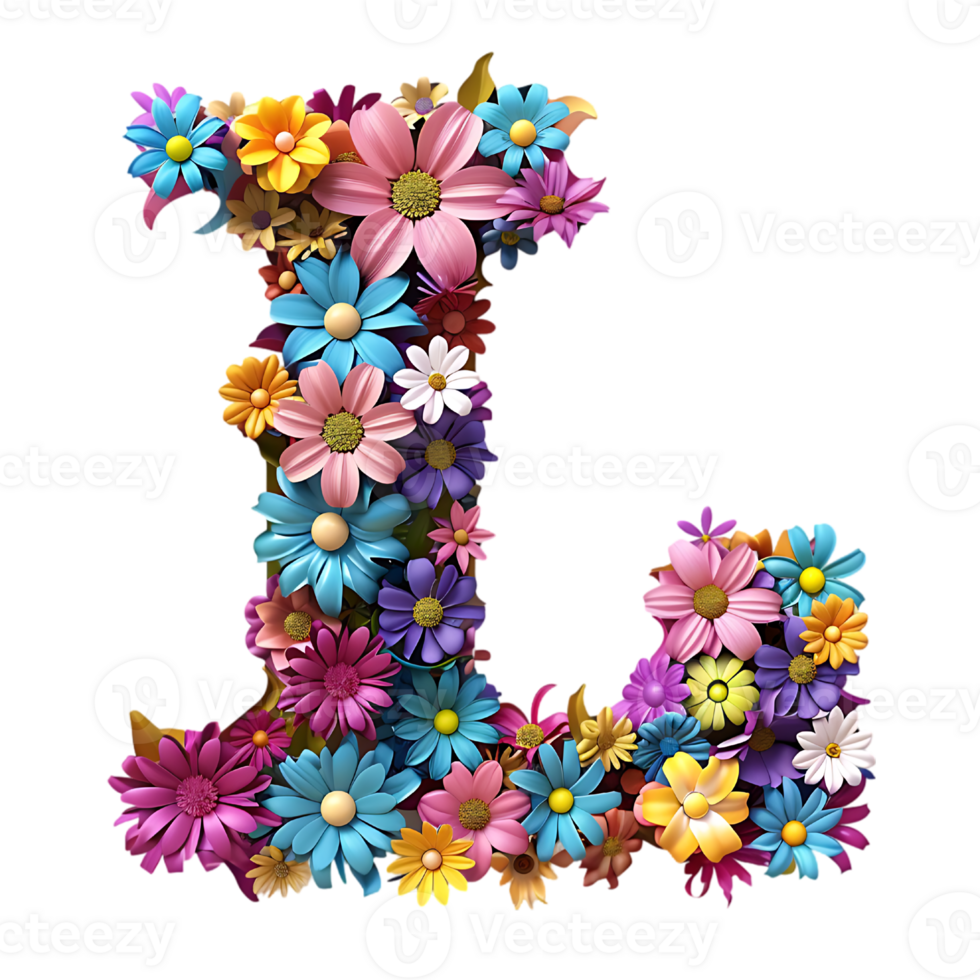 Flowers Alphabet Design png