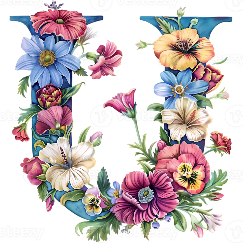 Flowers Alphabet Design png