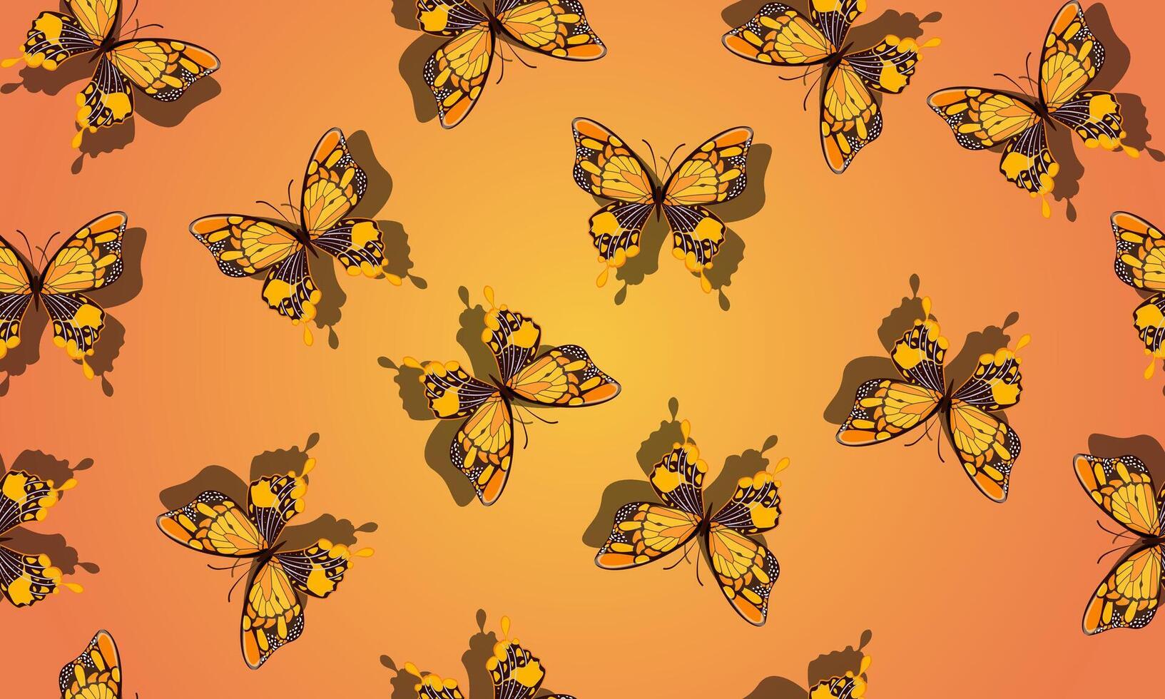 seamless pattern with butterflies. gold trendy wallpaper. vector