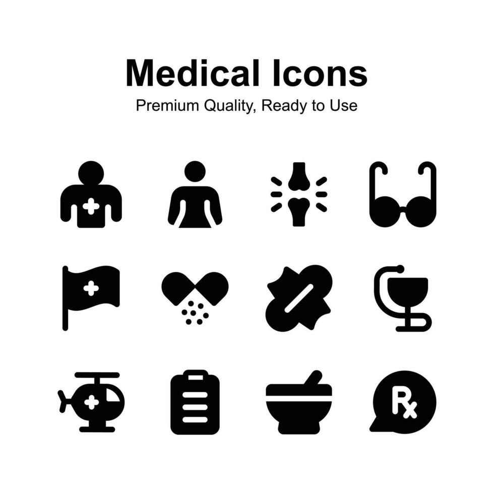 Medical and healthcare icons set, isolated on white background vector