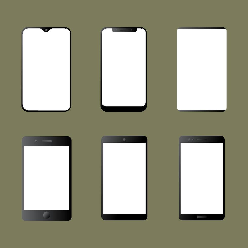 Set of smartphone mockup with blank space vector