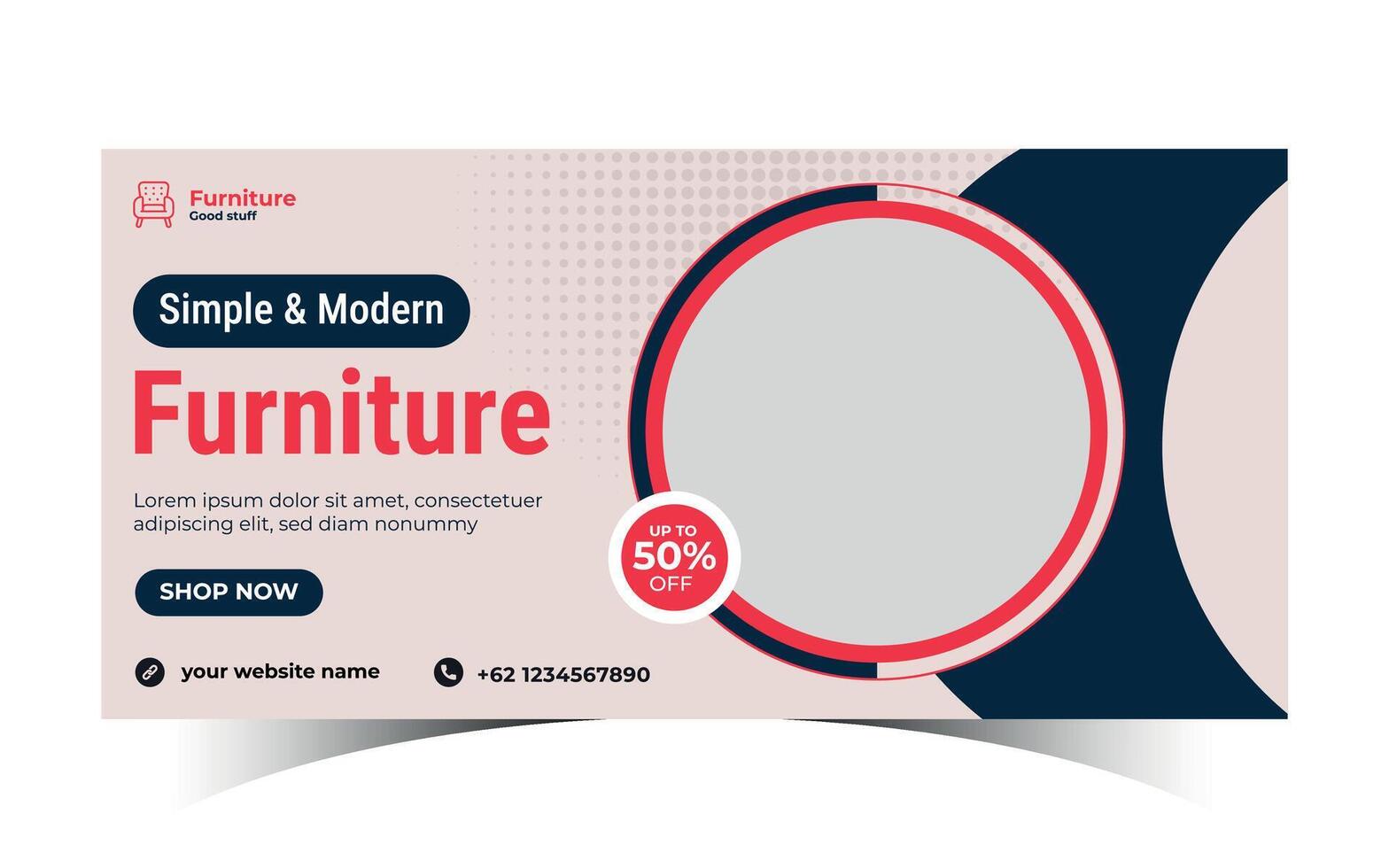 Modern furniture sale banner Template Exclusive Furniture social media cover design vector