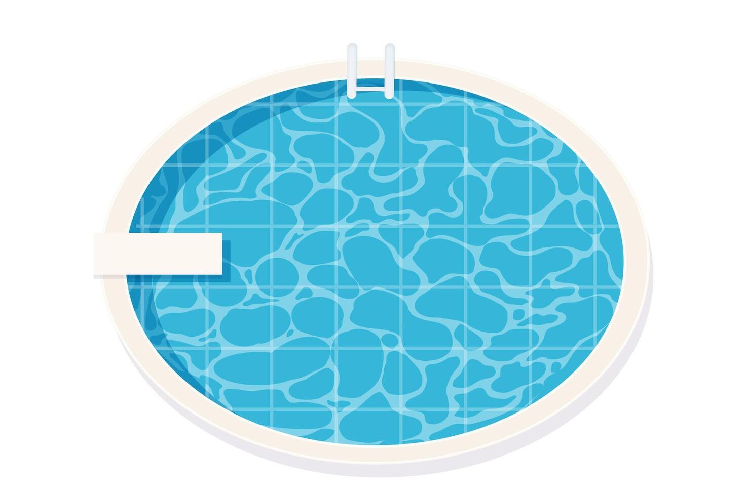 Swimming pool top view isolated on white background. Water texture, detailed and bright. Outdoor, landscape. vector