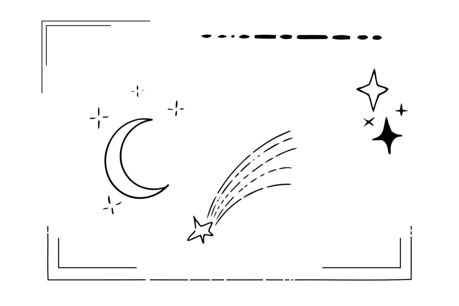 Set star sparkle silhouette celestial line frames abstract shape borders isolated on white background. Collection futuristic dividers hipster design elements vector