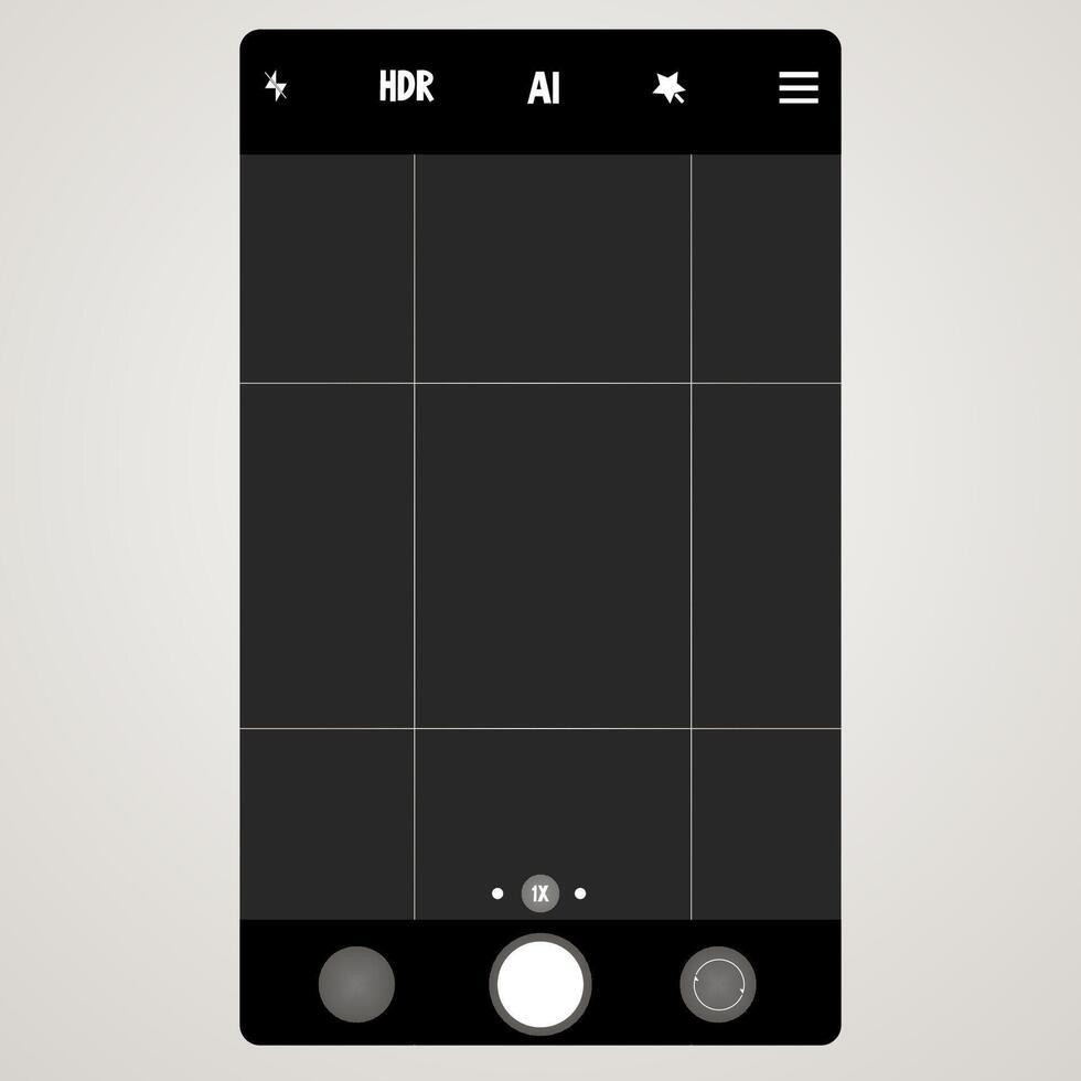 Phone camera viewfinder, screen interface view template cam. Smartphone app frame isoleted vector