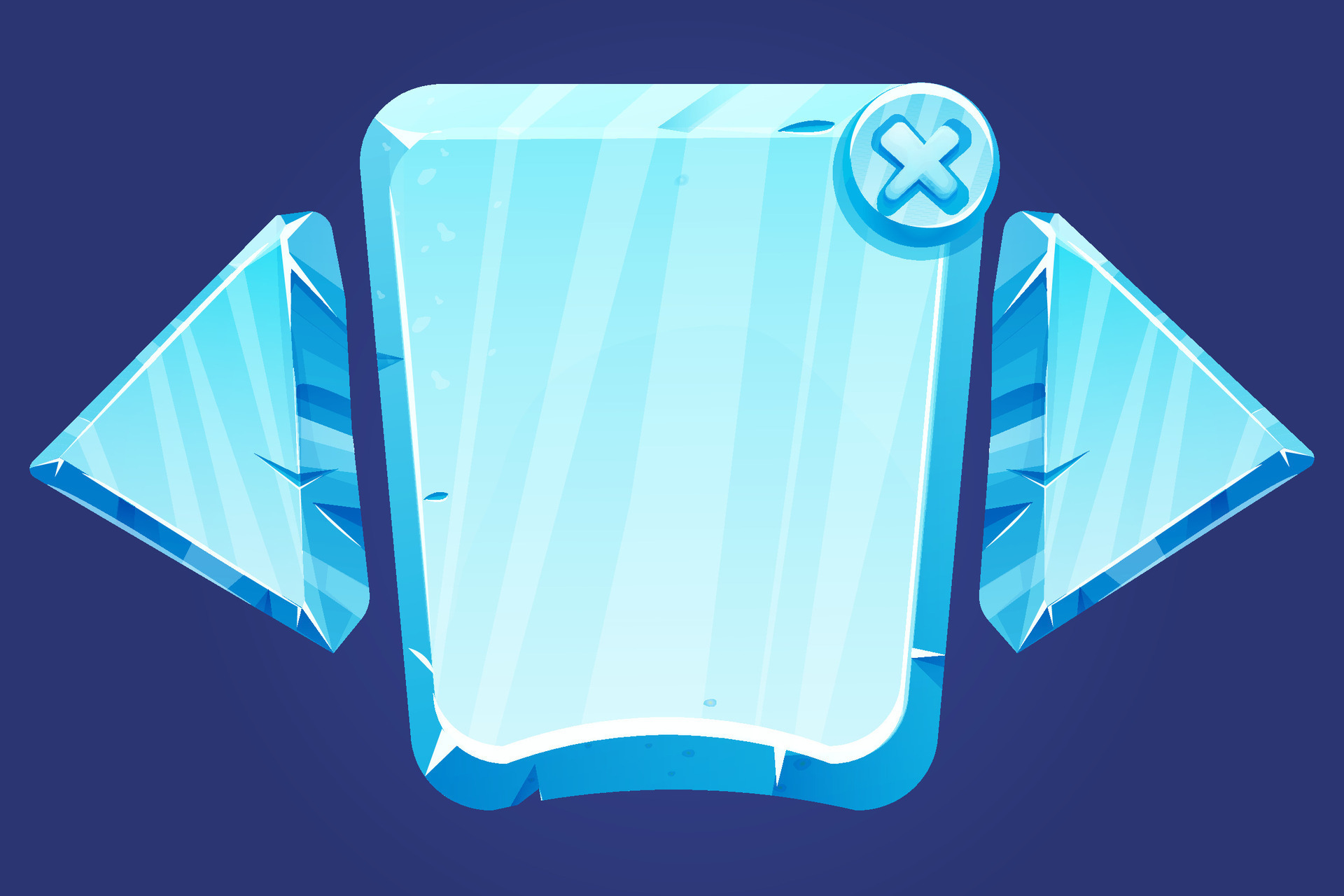 hielo botón, congelado marco, nivel menú en dibujos animados estilo