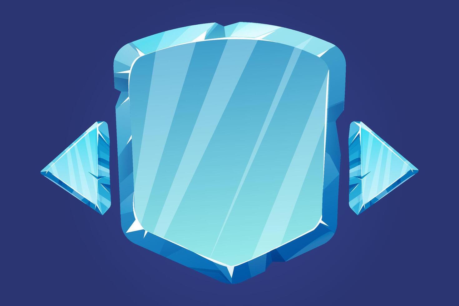 Shield from ice, frame menu button, ui game element isolated on white background. Interface winter template. vector