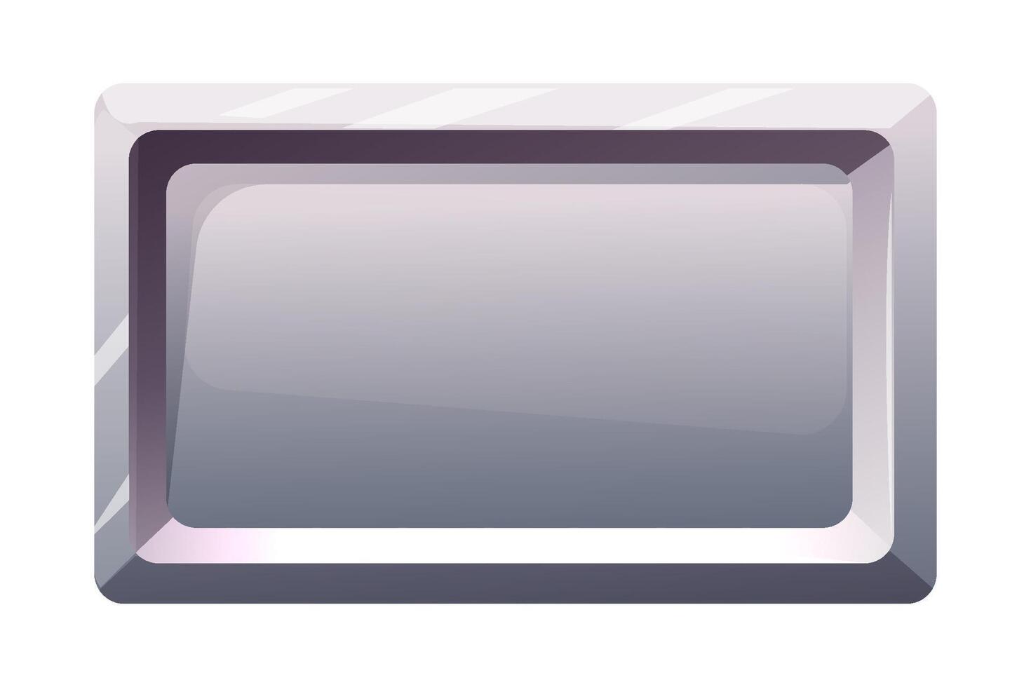 Metal plate, steel frame, iron panel, silver game menu in cartoon style silver color isolated on white background. Board template. vector
