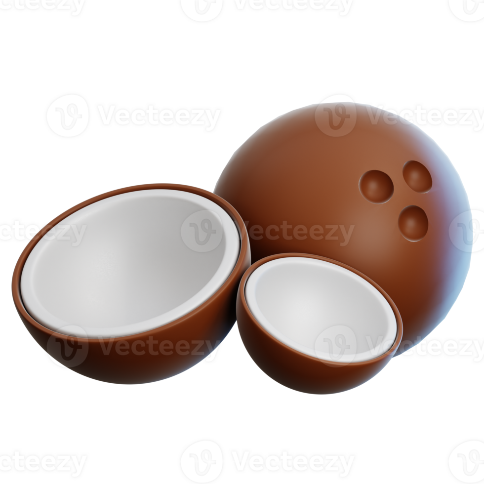 Coconut 3d illustration for web, app, infographic, etc png