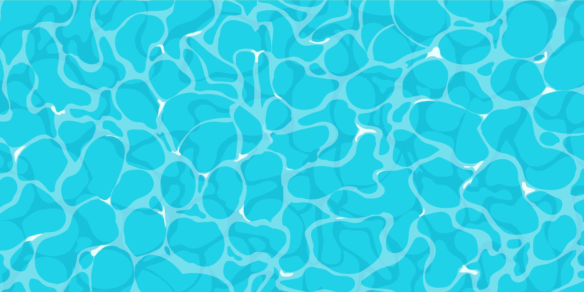 Water ripple surface with sunlight reflections in cartoon style, game texture top view. Beach, ocean clean and deep water. vector