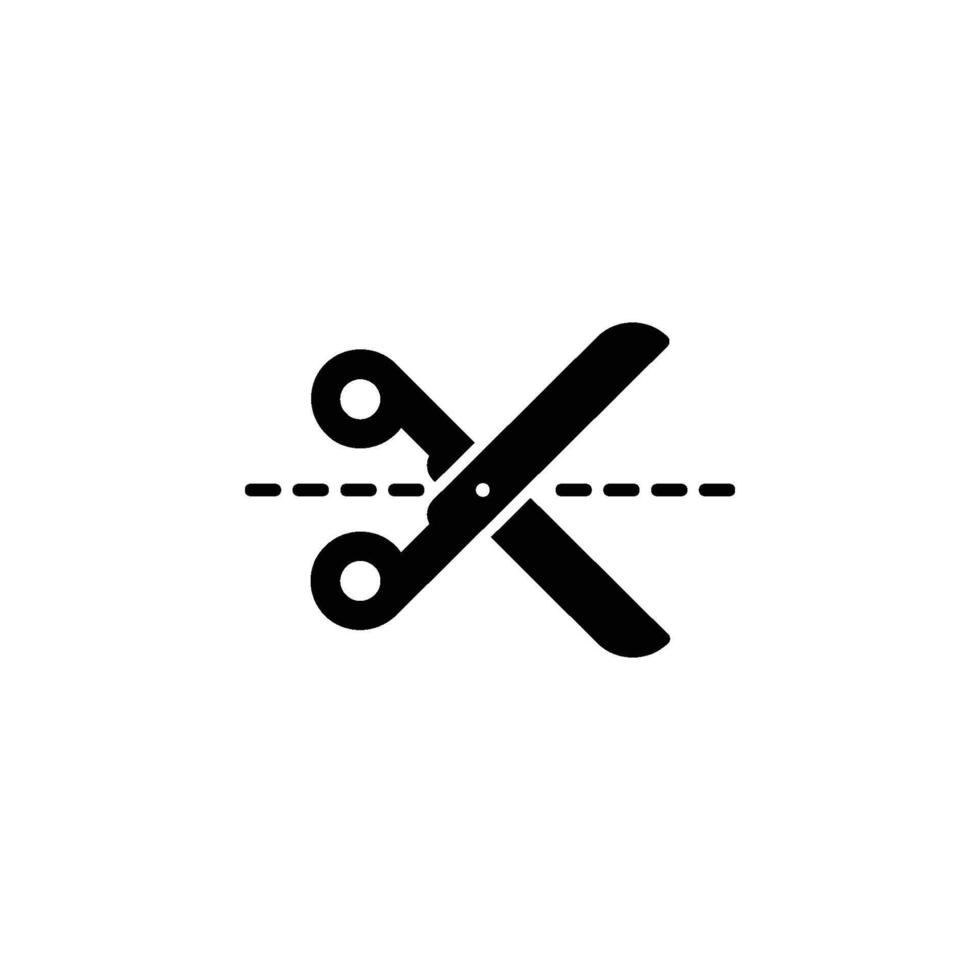 icon of scissors representing cut here, emphasizing precision cutting vector