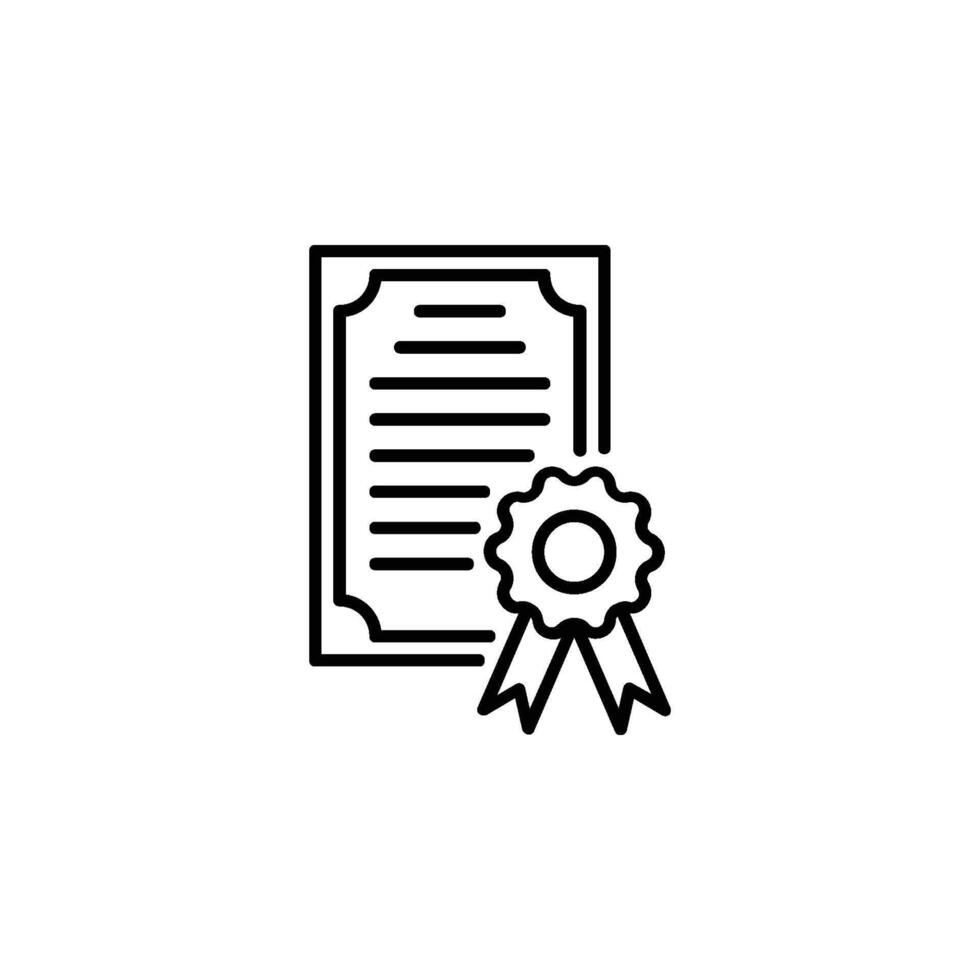 icon illustration of a certificate, representing achievement, recognition, and accomplishment vector