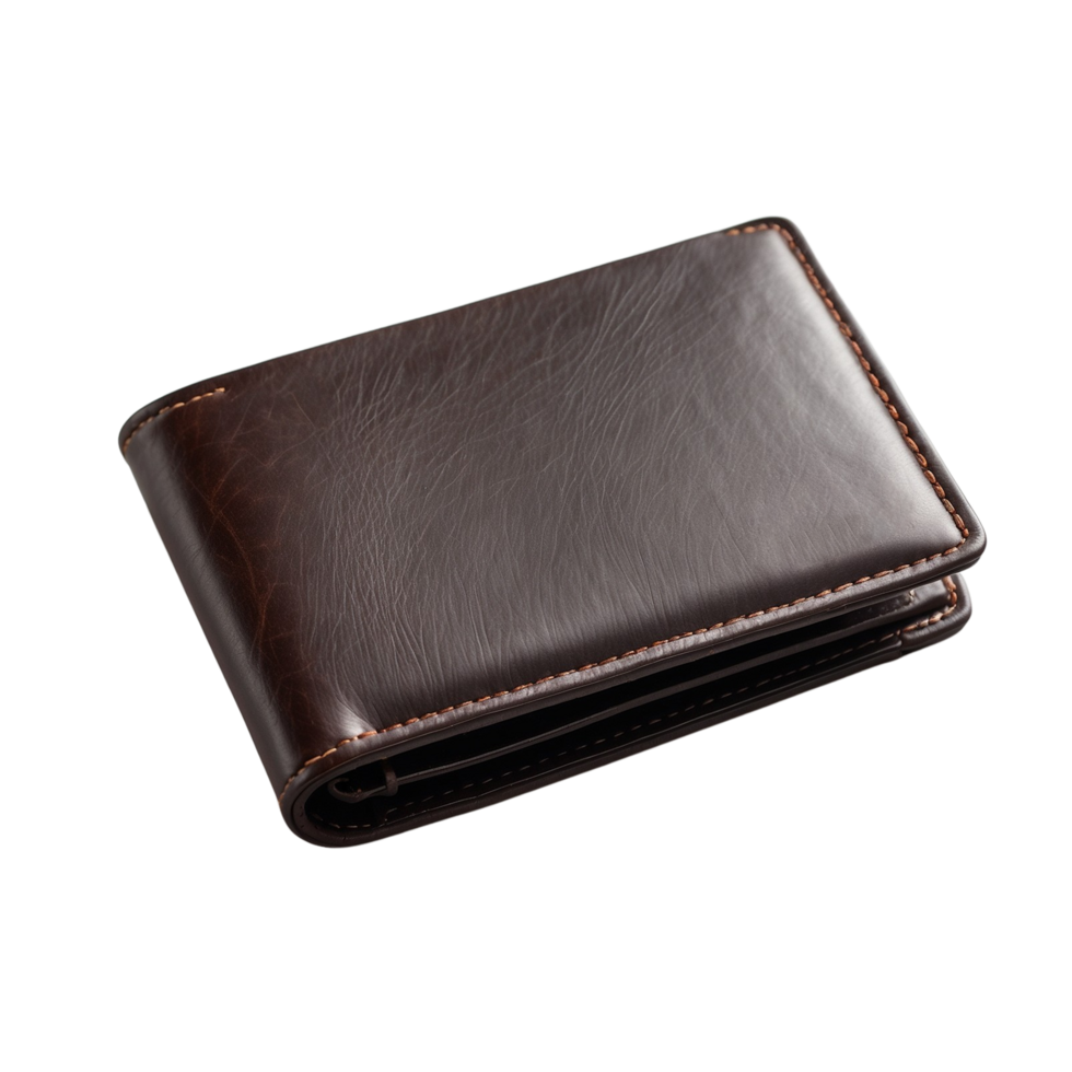 Brown leather wallet on a transparent background png