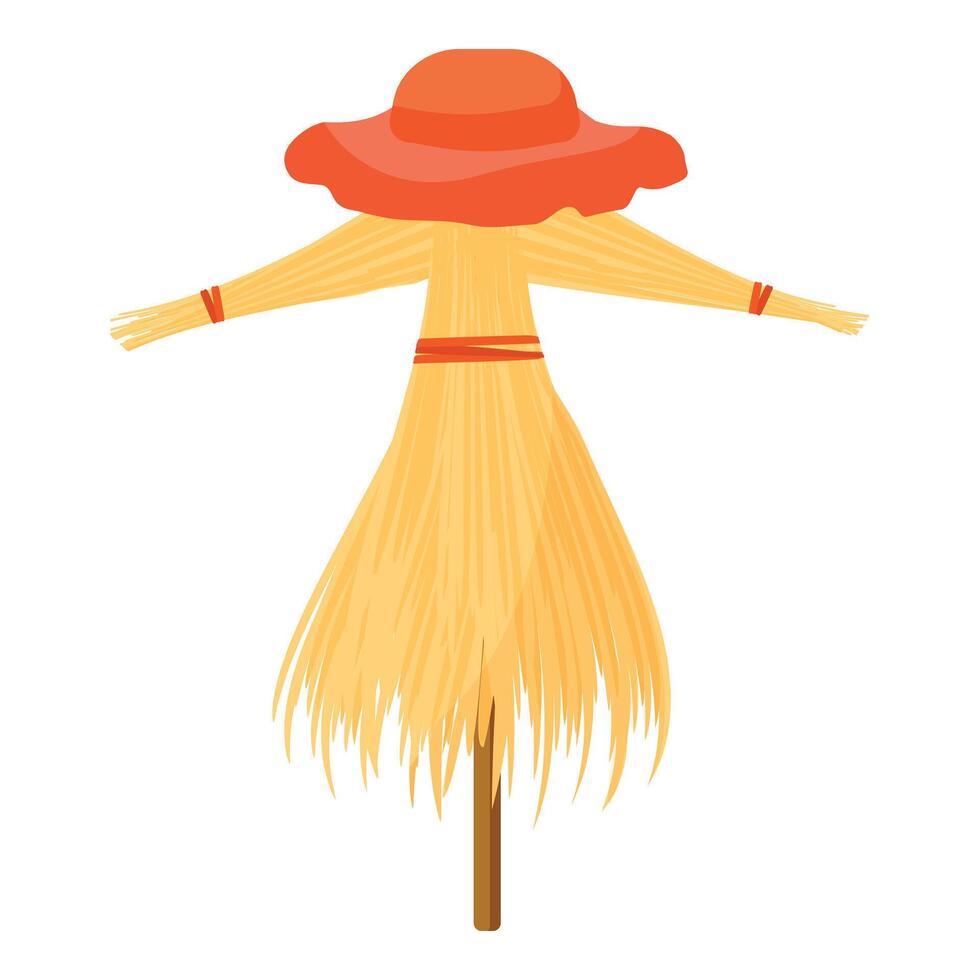 illustration of a colorful scarecrow with a red hat on a white background vector