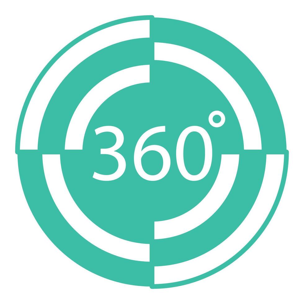 Simplistic teal 360 degree view icon, ideal for virtual reality and panoramic content vector