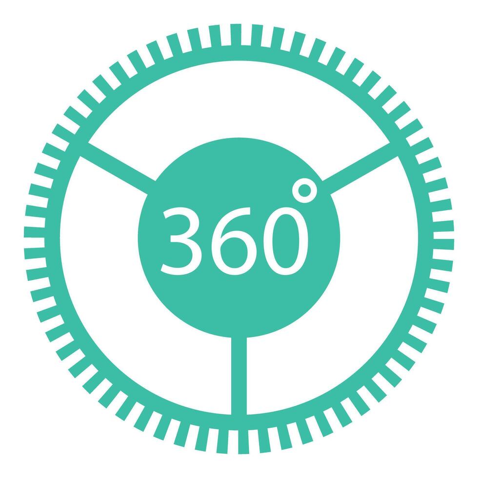 Simple turquoise icon depicting the concept of a 360degree panoramic view vector