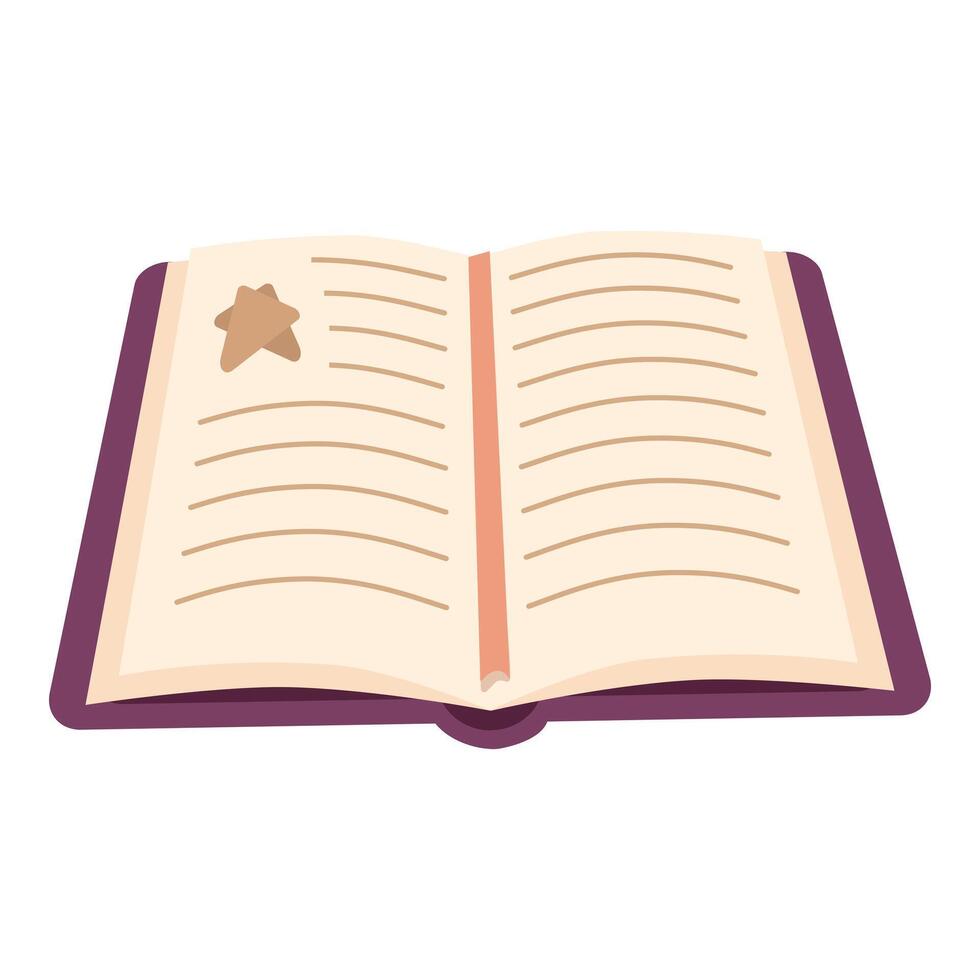 Open book with star bookmark illustration vector
