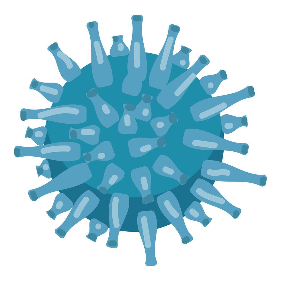 Detailed graphic representation of a blue virus molecule against a white background vector