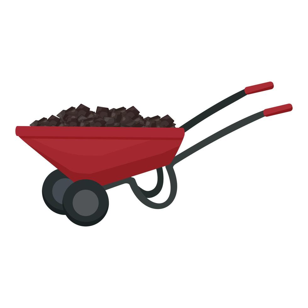 Red wheelbarrow full of soil vector