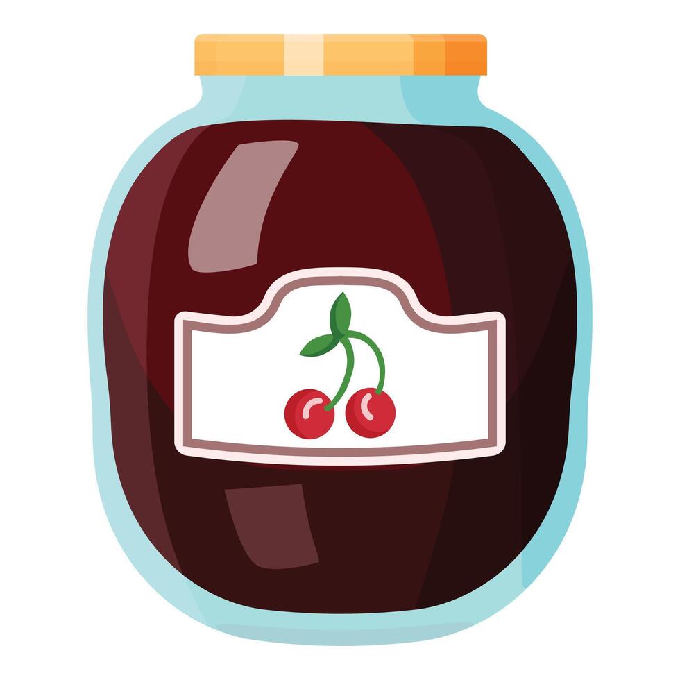 Colorful of a cherry jam jar with a label, isolated on white vector