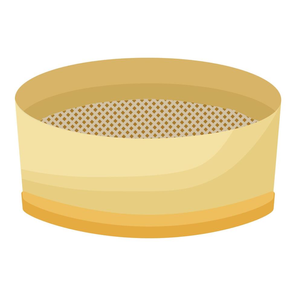 Flat design of a traditional bamboo sieve used for sifting or straining vector