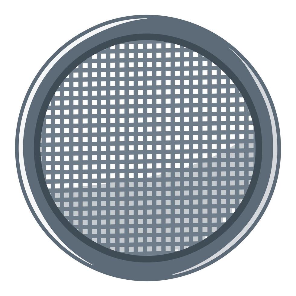 illustration of a gray round metal sieve with a fine mesh pattern vector