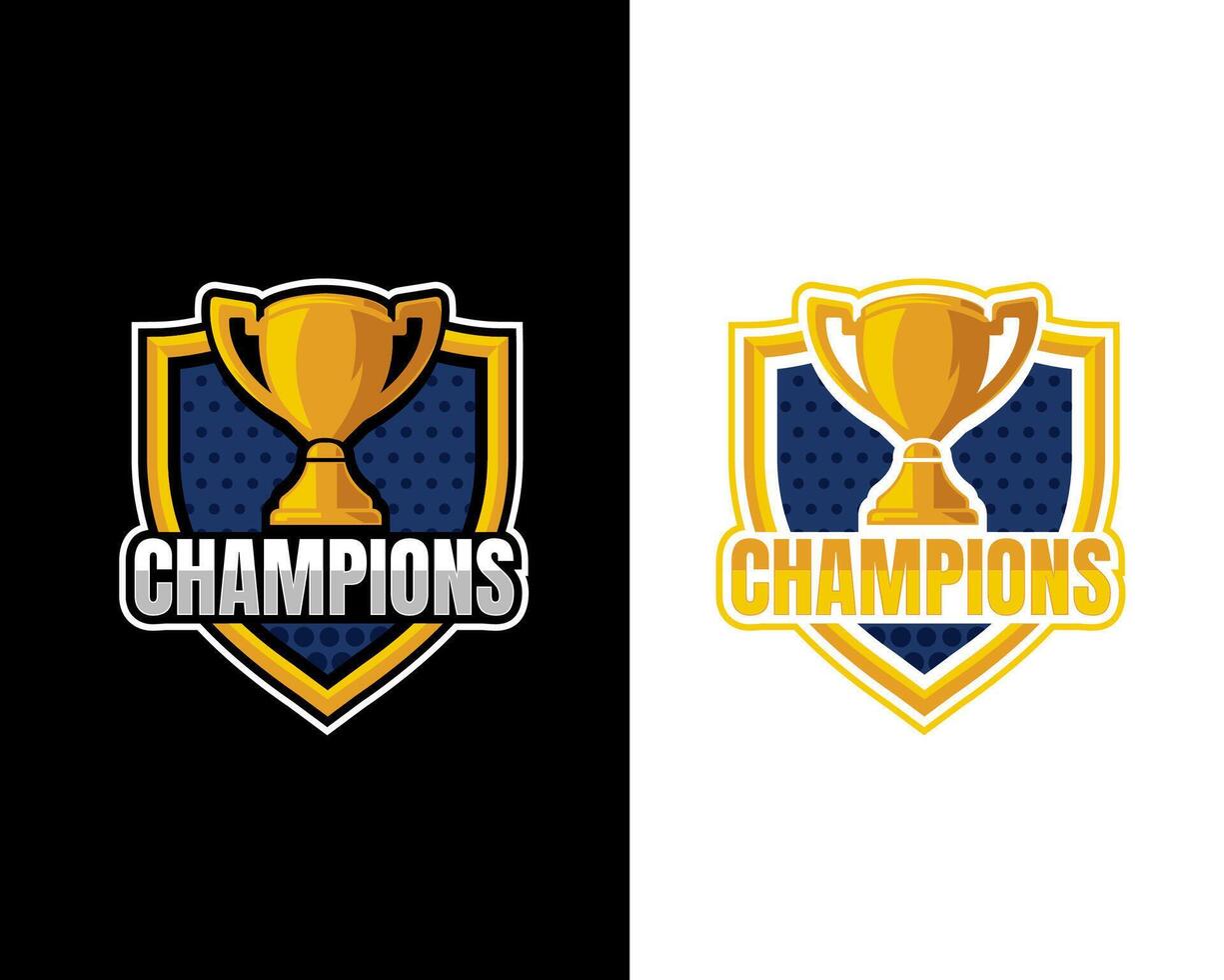 Trophy champion logo design template vector