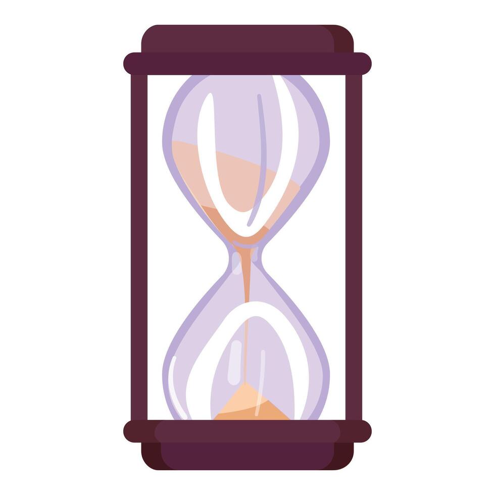 Digital illustration of a classic hourglass with sand trickling down, isolated on white vector