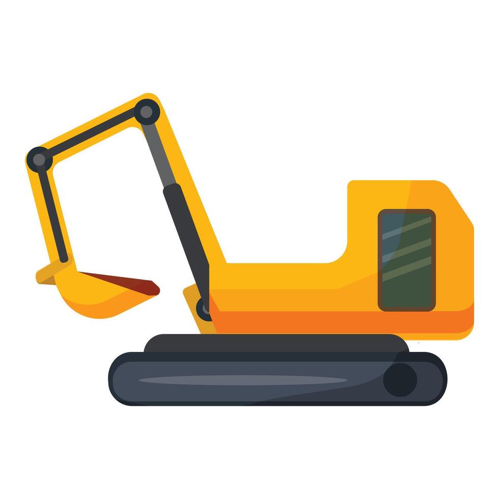 Bright yellow and orange cartoonstyle illustration of an excavator on a white background vector