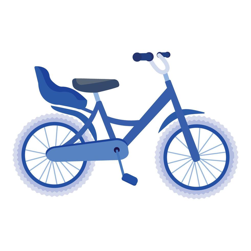 illustration of a simple blue kids' bike with training wheels on a white background vector