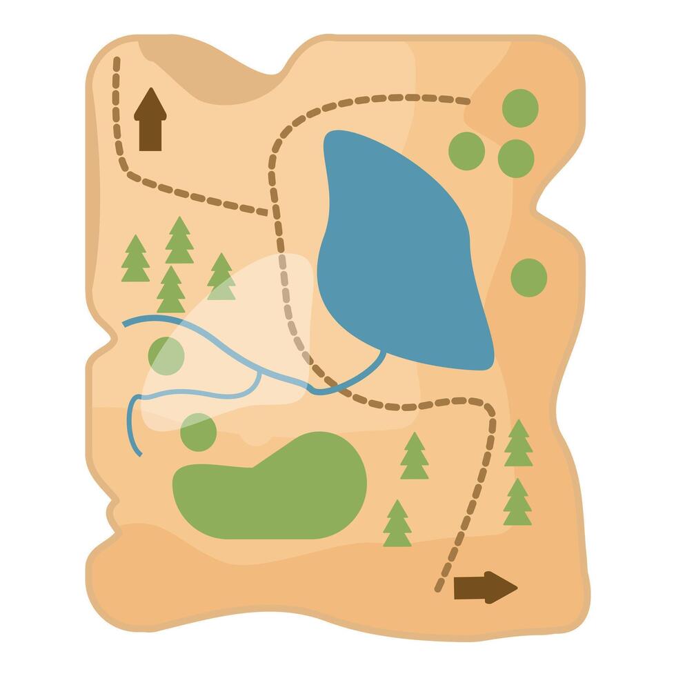 Cartoon hiking trail map illustration vector
