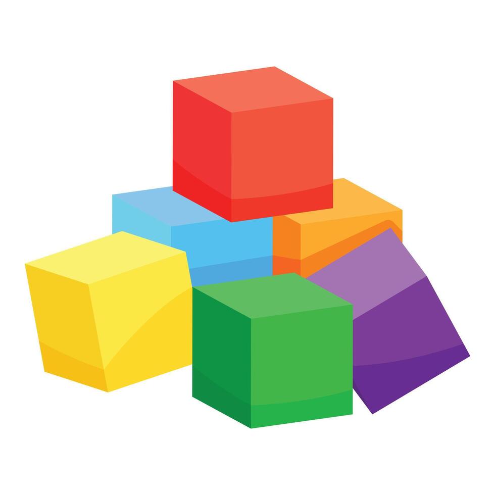 Colorful 3d geometric blocks isolated vector
