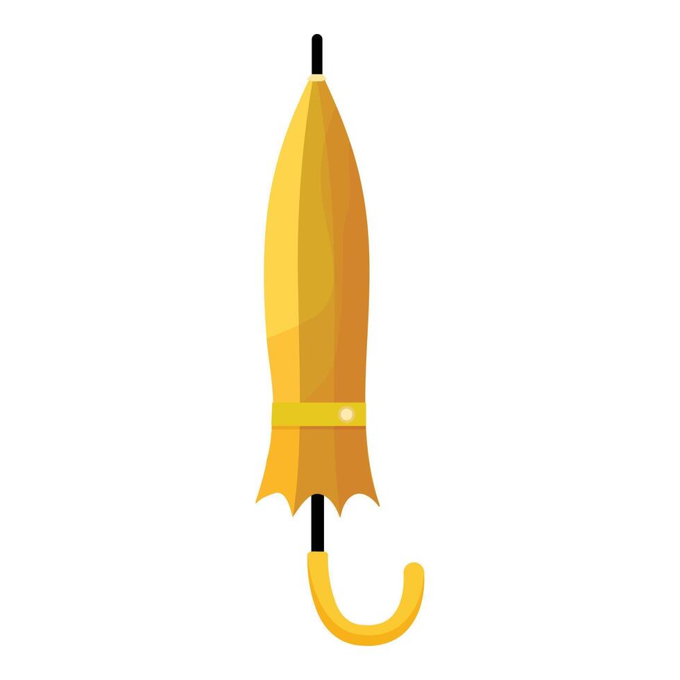 Colorful graphic of a closed yellow umbrella with a curved handle vector
