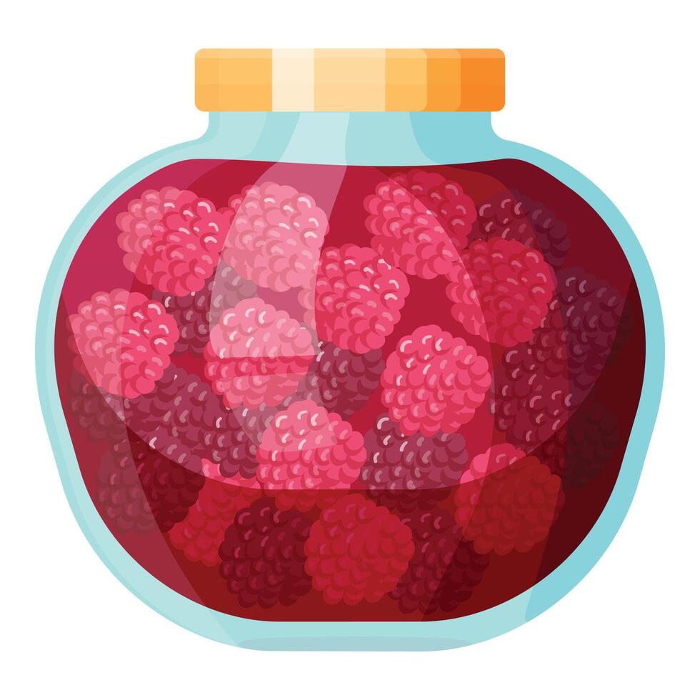 Jar of raspberry preserves illustration vector