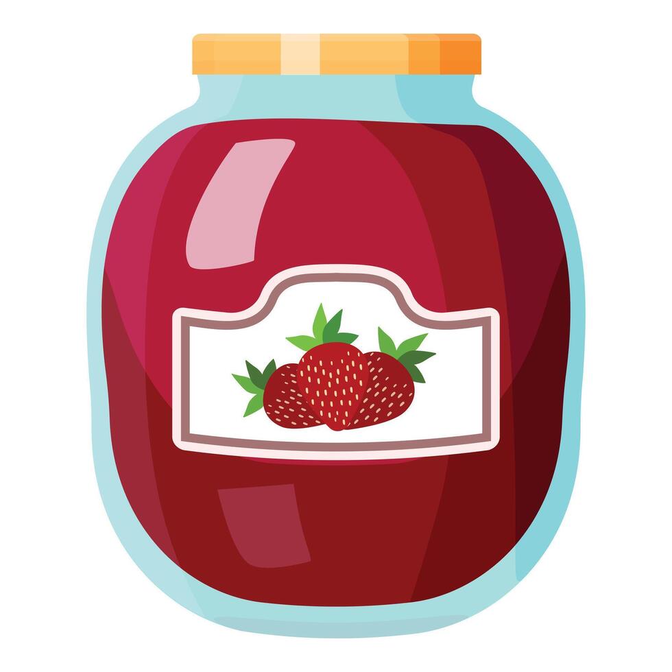 Colorful illustration of a sealed jar filled with strawberry jam vector