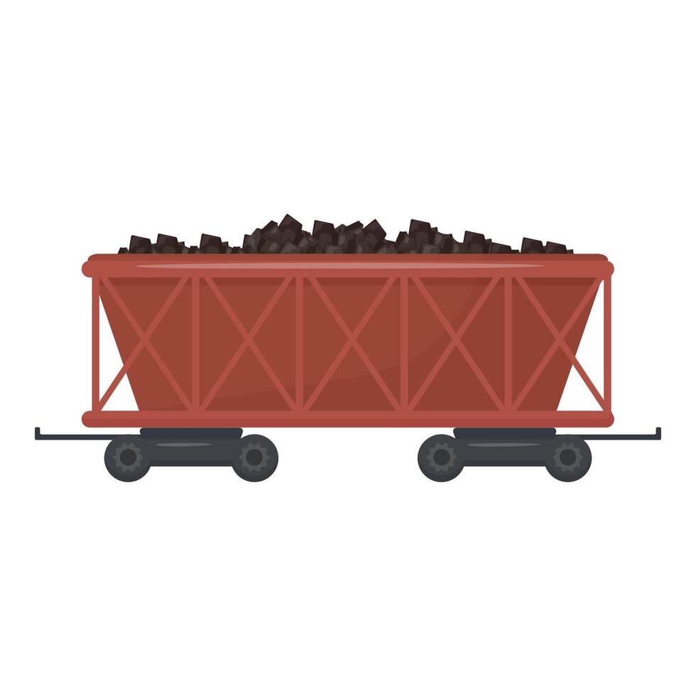 illustration of a coal mine cart on rails vector