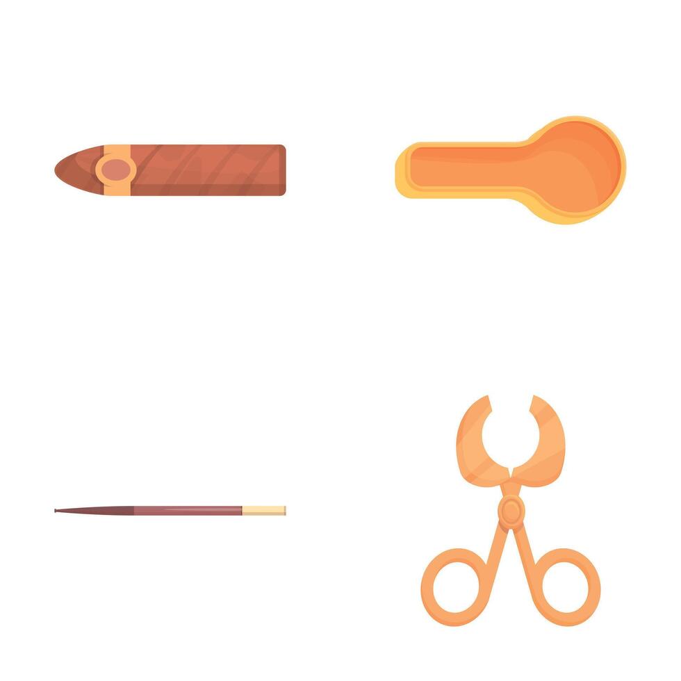 Smoking accessory icons set cartoon . Cigar and smoking device vector