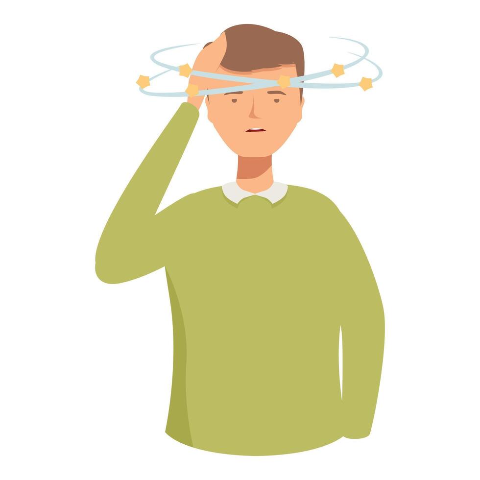 Man feeling dizzy with stars illustration vector
