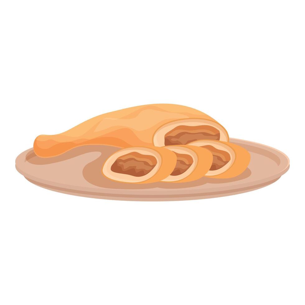 Tasty strudel pastry on plate illustration vector